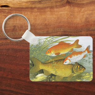 Goldfish Koi Fish, Vintage Marine Aquatic Sea Life Keychain