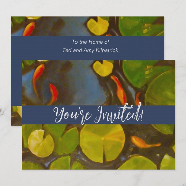 Goldfish Koi Pond Water Lilies Invitation (Front/Back)
