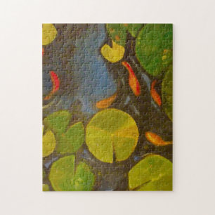 Goldfish Koi Pond Water Lilies Jigsaw Puzzle