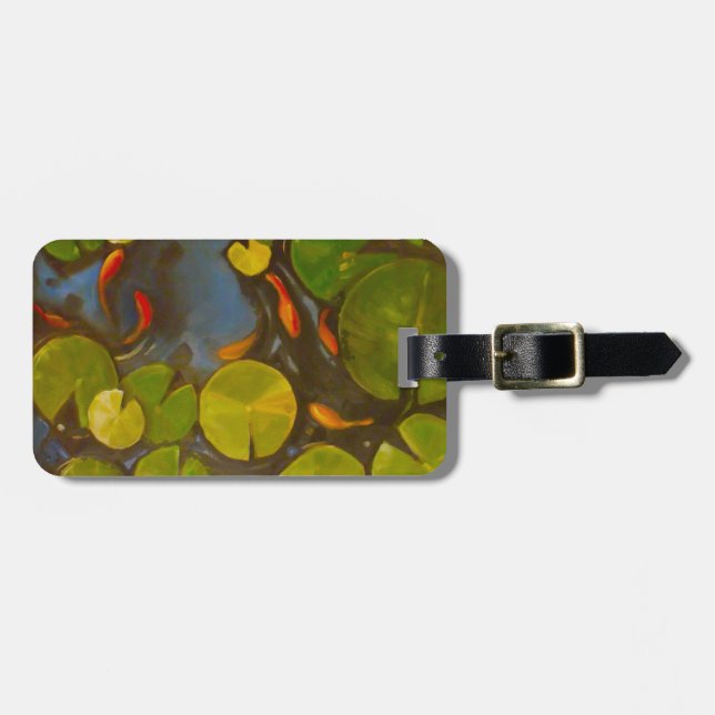 Goldfish Koi Pond Water Lilies Luggage Tag (Front Horizontal)