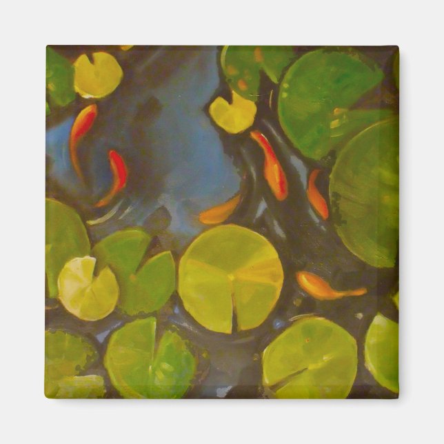 Goldfish Koi Pond Water Lilies Magnet (Front)
