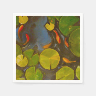Goldfish Koi Pond Water Lilies Napkins