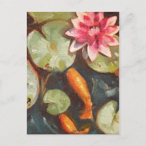 Goldfish Koi Pond Water Lilies Postcard