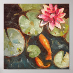 Goldfish Koi Pond Water Lilies Poster