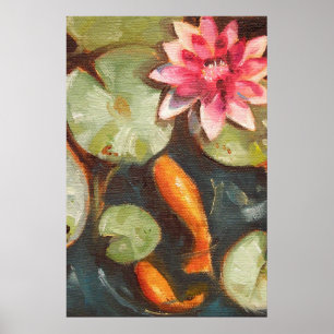 Goldfish Koi Pond Water Lilies Poster