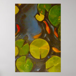 Goldfish Koi Pond Water Lilies Poster