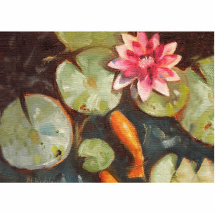Goldfish Koi Pond Water Lilies Statuette