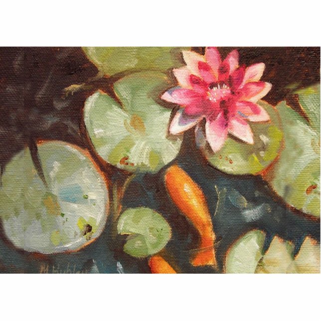 Goldfish Koi Pond Water Lilies Statuette (Front)