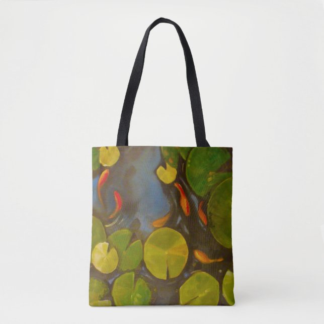 Goldfish Koi Pond Water Lilies Tote Bag (Front)