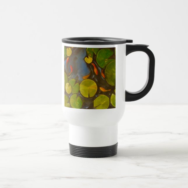 Goldfish Koi Pond Water Lilies Travel Mug (Right)