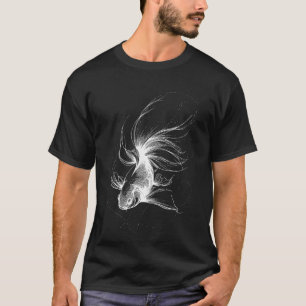 Goldfish Line Art Drawing Aquarium Fish Design T-Shirt