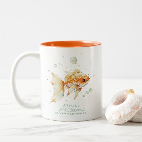 Goldfish Lover Enthusiast Aquarist Personalized Two_Tone Coffee Mug