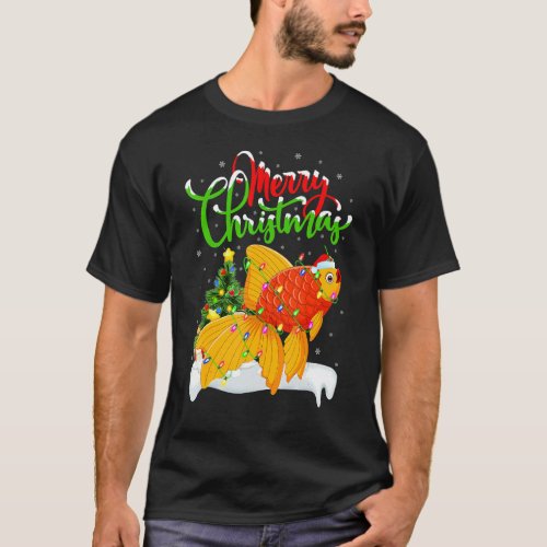 Goldfish Lover Xmas Lighting Goldfish Christmas Fu T_Shirt