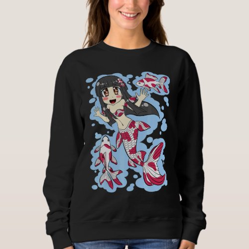 Goldfish Mermaid Fantail Red And White Sweatshirt