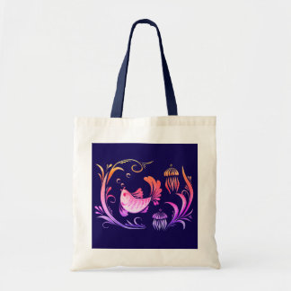 Goldfish on dark blue background tote bag