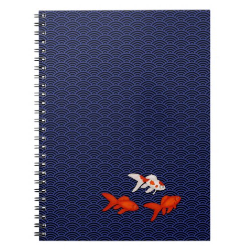 Goldfish on Seigaiha Pattern Customizable Japanese Notebook
