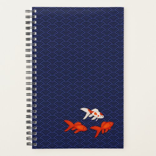 Goldfish on Seigaiha Pattern Customizable Japanese Planner