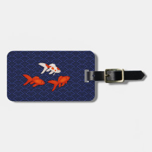 Goldfish on Seigaiha Pattern Japanese Personalized Luggage Tag