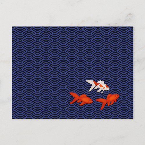 Goldfish on Seigaiha Pattern Japanese Personalized Postcard