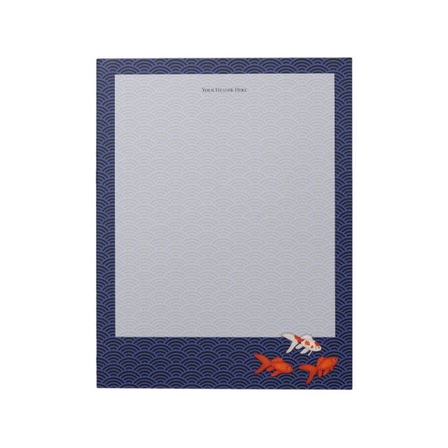 Goldfish on Seigaiha Pattern Personalized Japanese Notepad (Rotated)