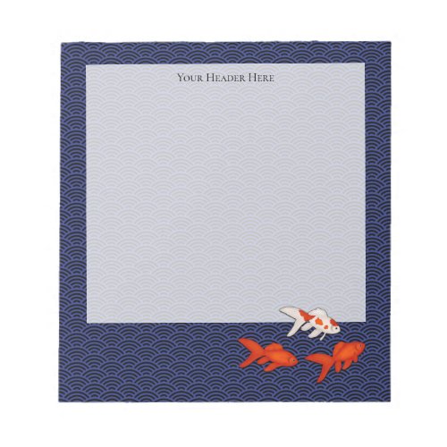 Goldfish on Seigaiha Pattern Personalized Japanese Notepad