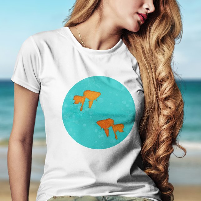 Goldfish orange silhouettes in turquoise water T-Shirt (Creator Uploaded)