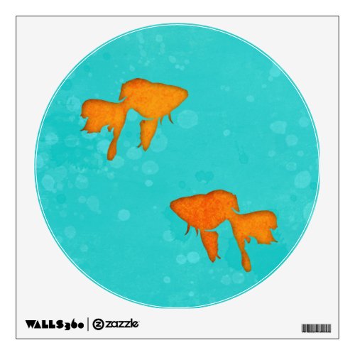 Goldfish orange silhouettes in turquoise water wall decal