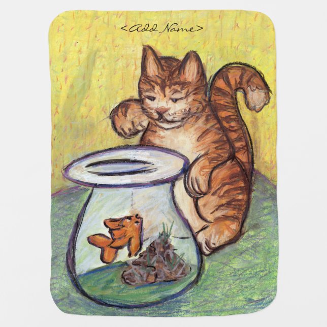 Goldfish & Orange Tabby Cat Custom Design Blankets (Front)