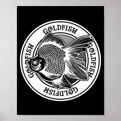 Goldfish Owner Tattoo Style Tropical Fish Tank  Poster