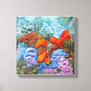 Goldfish painting feng shui love symbols poster canvas print