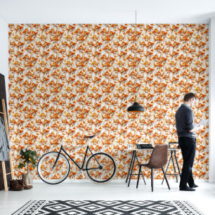Goldfish Pattern Wallpaper and Curtain