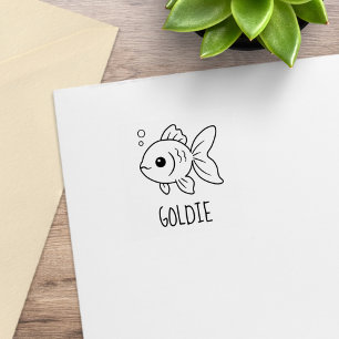 Goldfish Pet Custom Name 1x1 Rubber Stamp