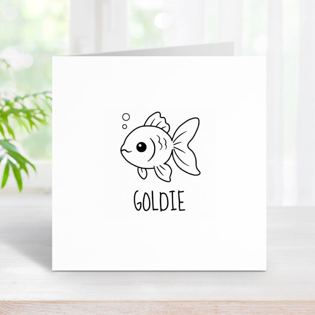 Goldfish Pet Custom Name 1x1 Rubber Stamp (Creator Uploaded)