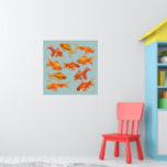 Goldfish Poster<br><div class="desc">Bring color to your walls with a school of goldfish art print. Great for the kids room or bathroom. Change the background color to match your decor.</div>