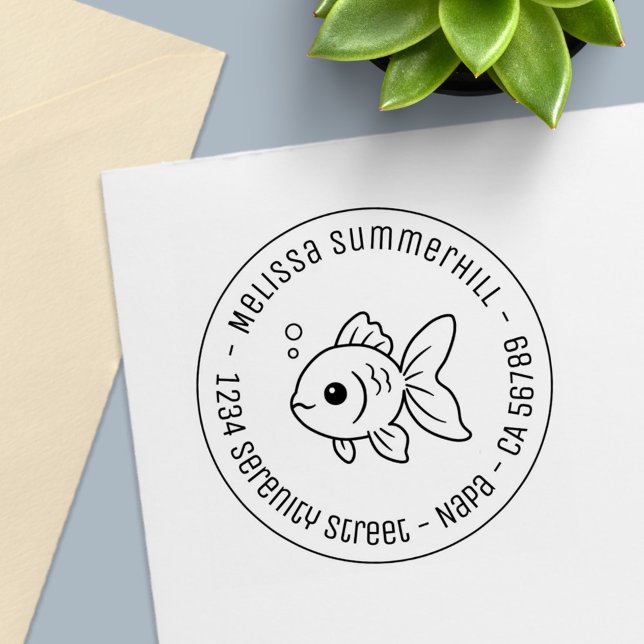 Goldfish Round Address Self-inking Stamp (Creator Uploaded)