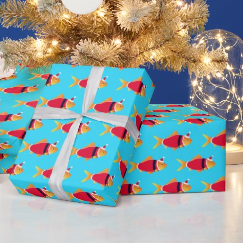 Goldfish Santa Christmas Wrapping Paper