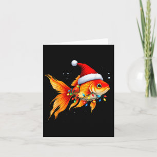 Goldfish Santa Hat Lights Christmas Cute Xmas Paja Card