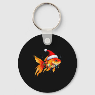 Goldfish Santa Hat Lights Christmas Cute Xmas Paja Keychain
