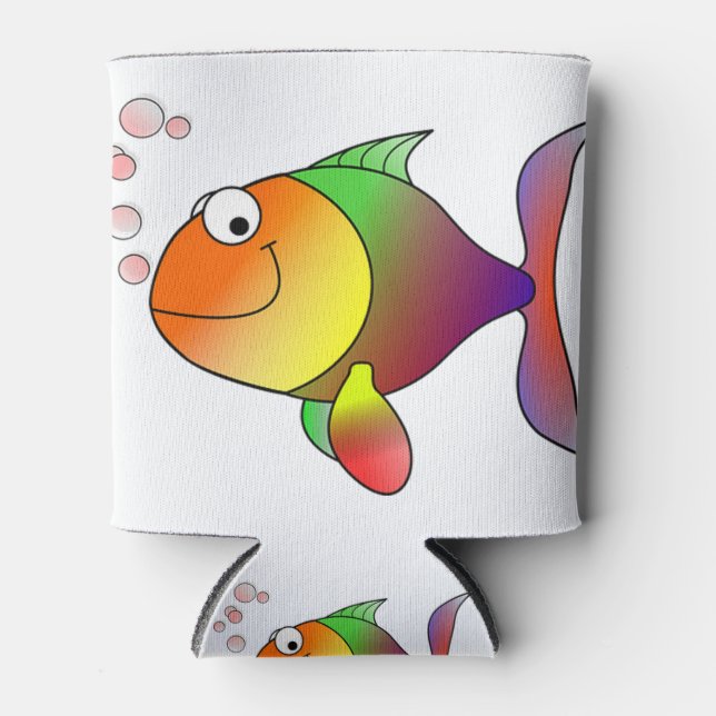 goldfish smiling cartoon can cooler (Front)