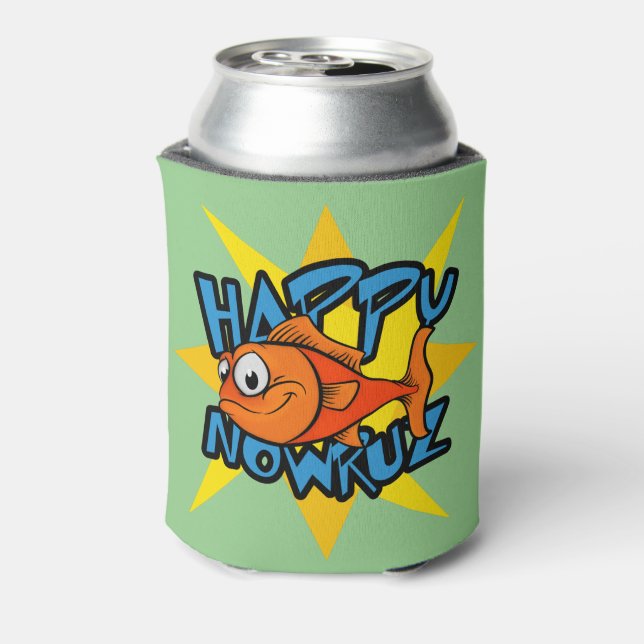Goldfish Smiling Sun Persian New Year Nowruz Can Cooler (Can Back)