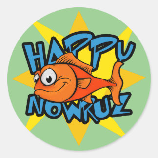 Goldfish Smiling Sun Persian New Year Nowruz Classic Round Sticker