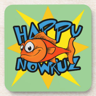 Goldfish Smiling Sun Persian New Year Nowruz Drink Coaster