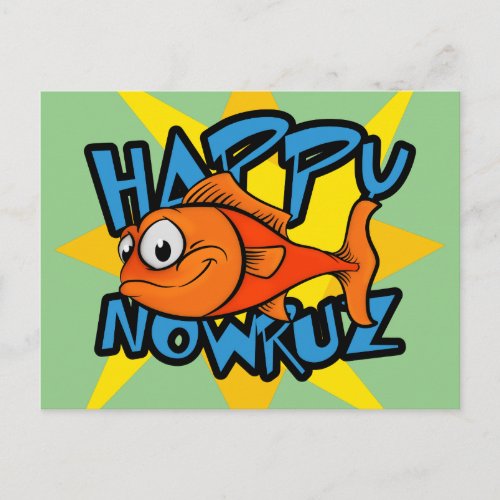 Goldfish Smiling Sun Persian New Year Nowruz Holiday Postcard