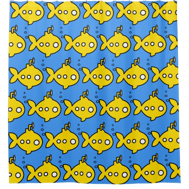 Goldfish submarine shower curtain (Front)