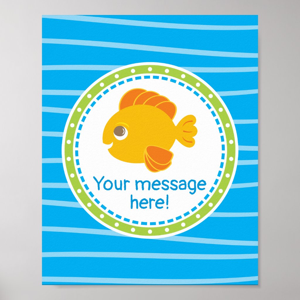 Goldfish Under the Sea Birthday Poster