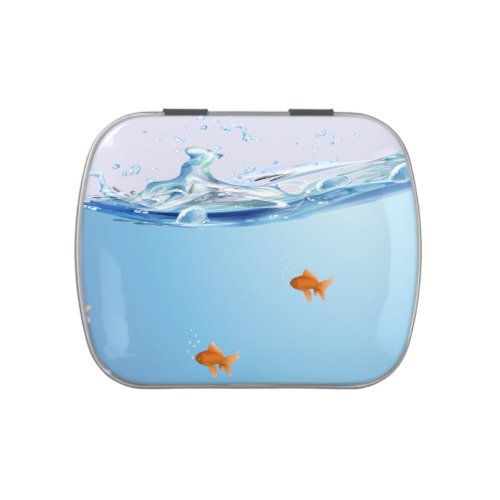 Goldfish under water aquarium candy tin