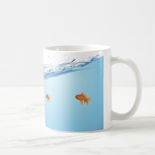 Goldfish under water aquarium coffee mug