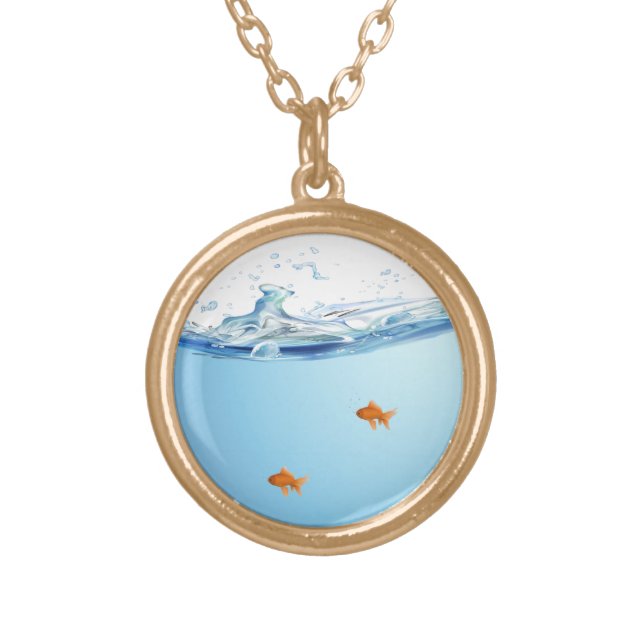 Goldfish under water aquarium gold plated necklace (Front)