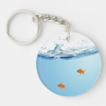 Goldfish under water aquarium keychain