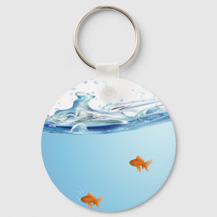 Goldfish under water aquarium keychain